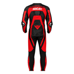 Ducati Corse-Style Black Red Leather Motorcycle Racing Suit – CE Armor