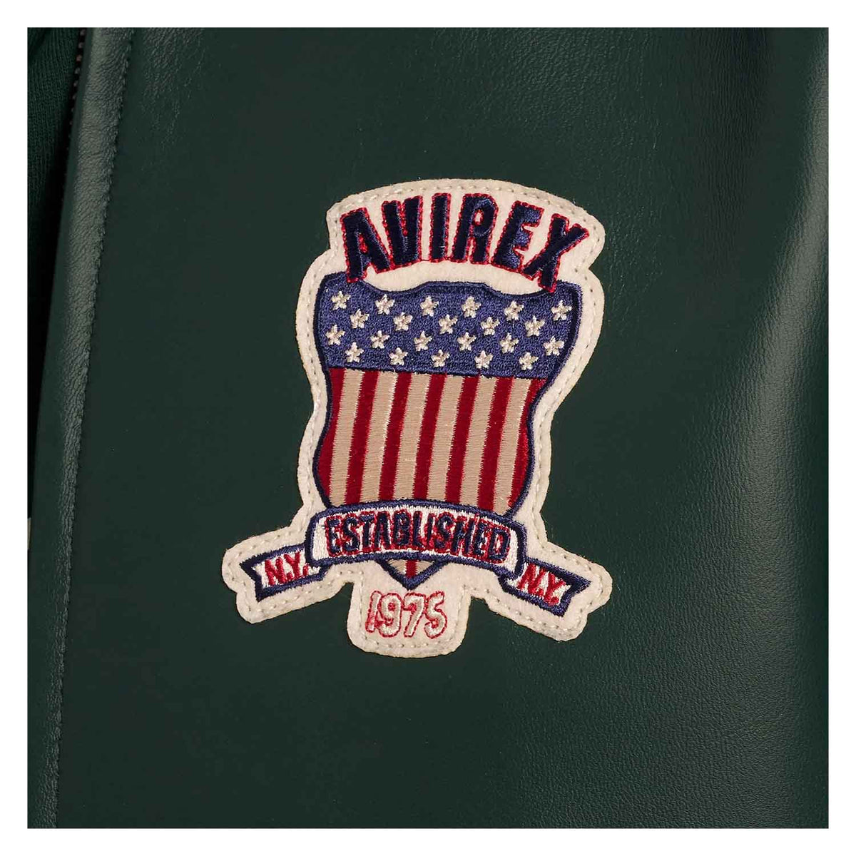 Avirex Iconic Dark Green Leather Bomber Jacket