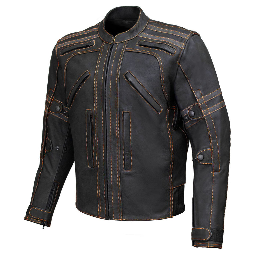 Milwaukee Leather Men's Matte Black 'Street' CE Armored Motorcycle Vented Jacket - Reflective - LKM17012