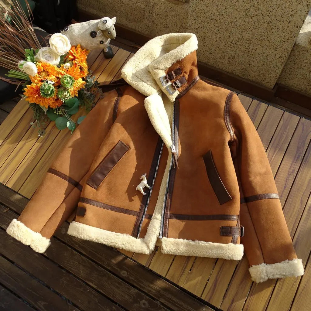 Sheepskin Pilot B3 Fur Whiskey Art Jacket