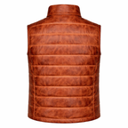 Brown Leather Puffer Vest for men's