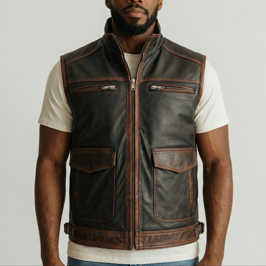 Biker Leather West for Men – Rugged & Rebellious Riding Vest
