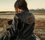 Women's Winged Bling Leather Riding Jacket