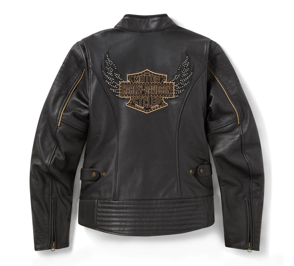 Women's Winged Bling Leather Riding Jacket