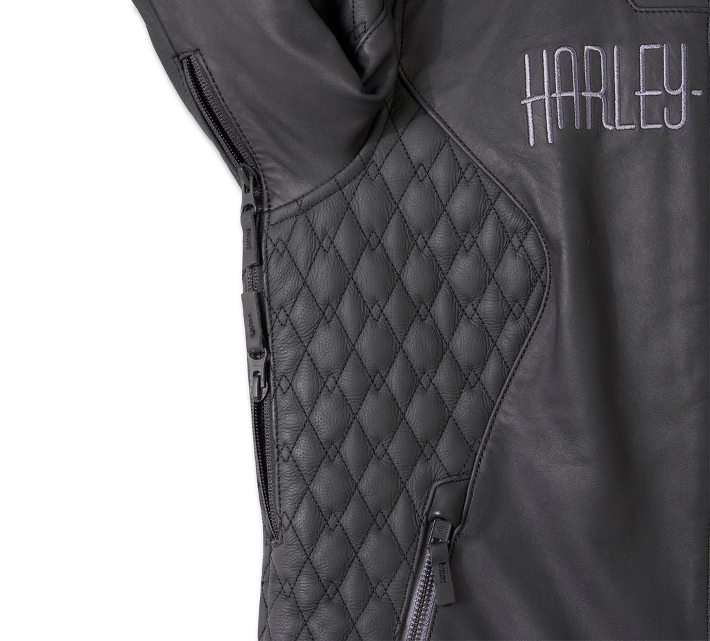 Women's Willie G Skull Graphic Leather Riding Jacket