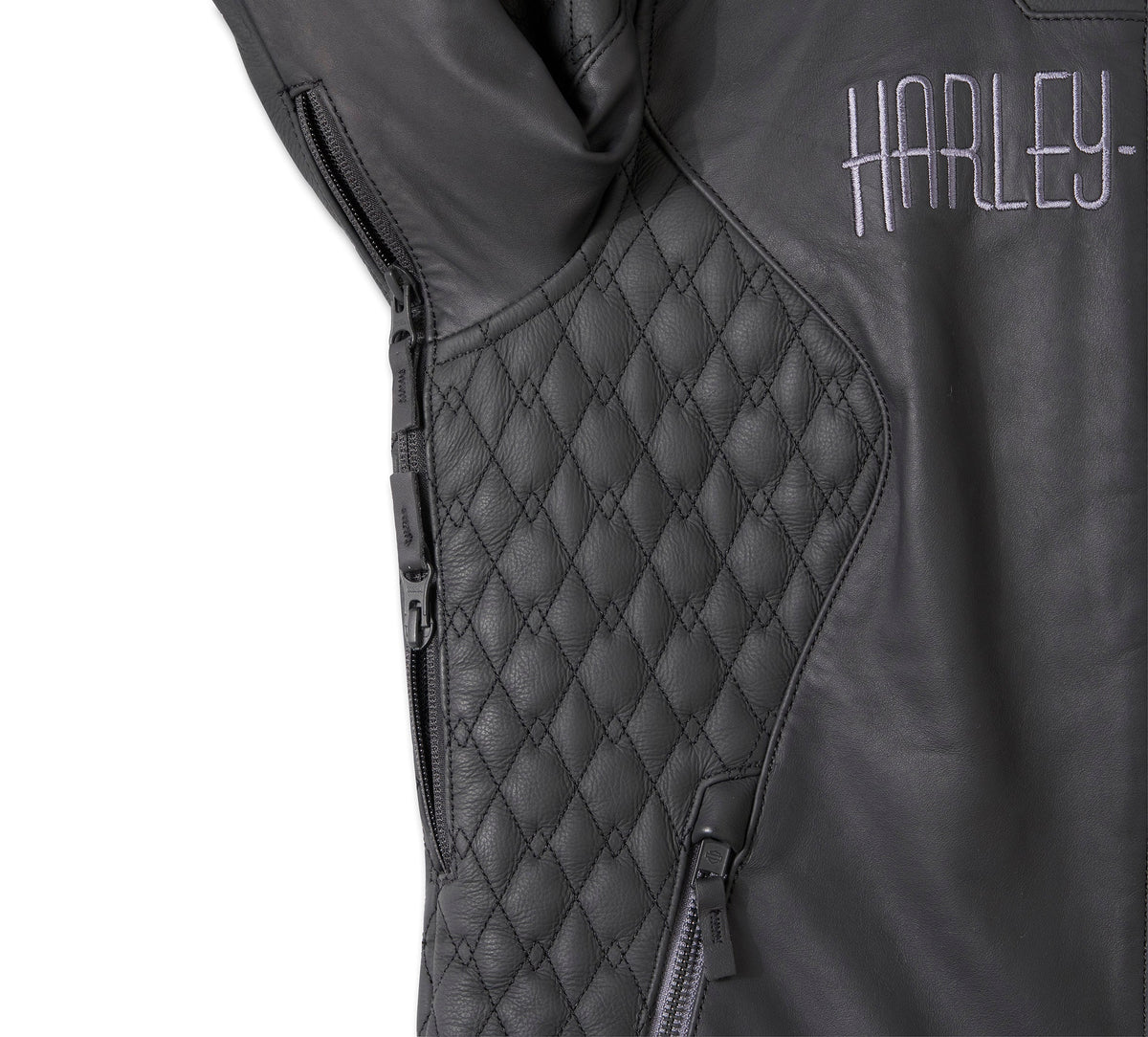 Women's Willie G Skull Graphic Leather Riding Jacket