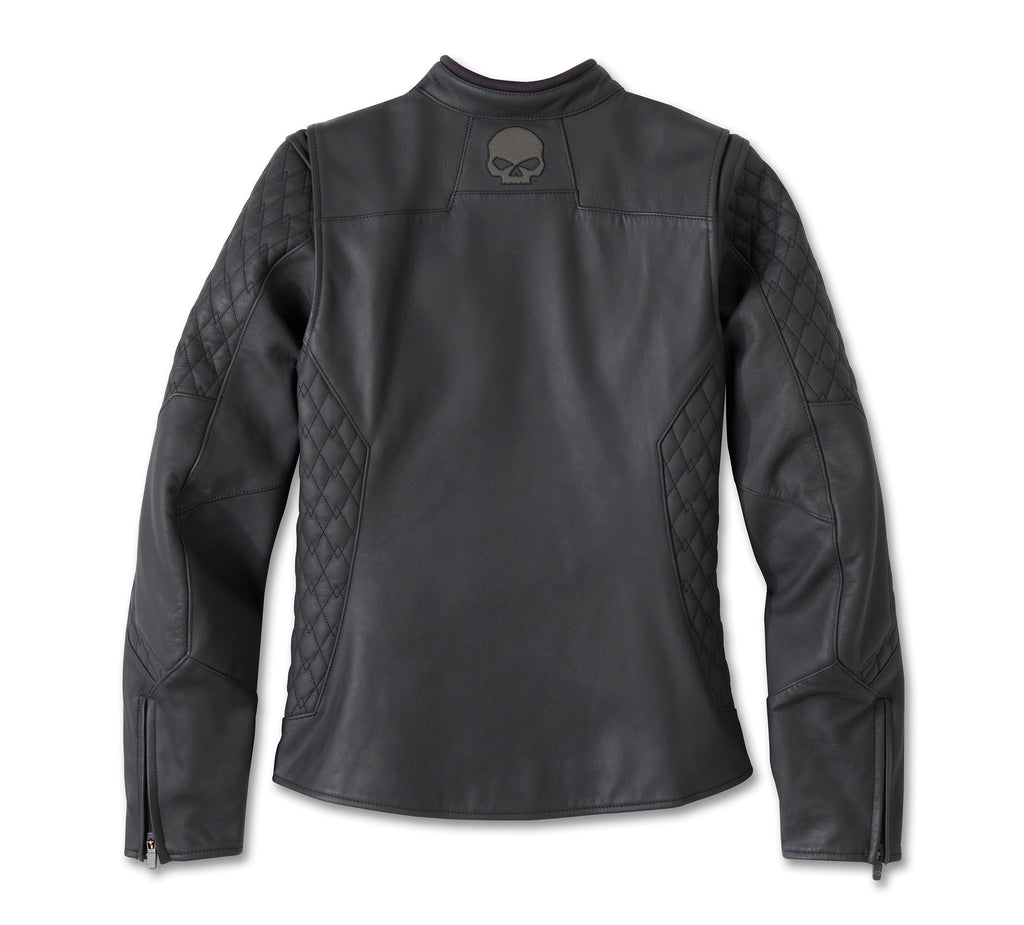 Women's Willie G Skull Graphic Leather Riding Jacket