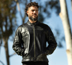 Men's H-D Flex Layering System Café Racer Leather Jacket Outer Layer