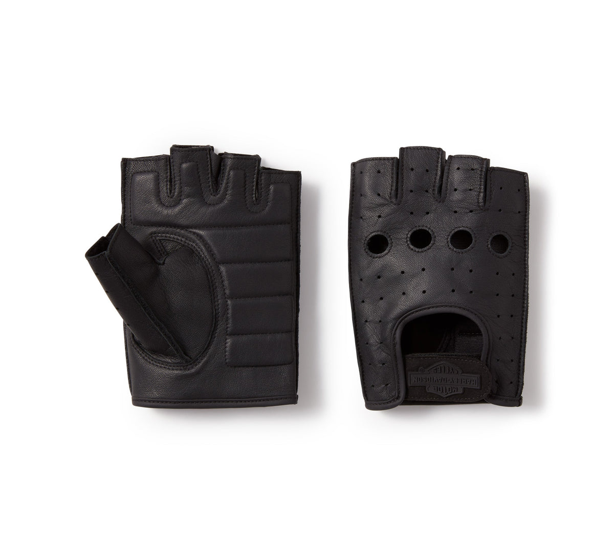 Men's H-D Fingerless Leather Riding Gloves