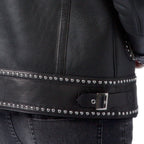 Black Fur Coat Shearling Sheepskin Warm Leather Jacket