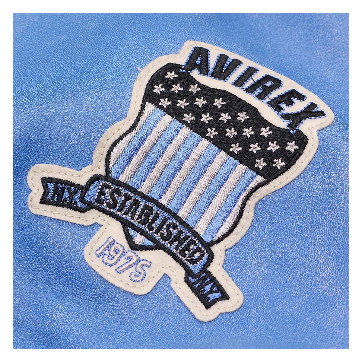Avirex Iconic Denim Blue Leather Bomber Jacket