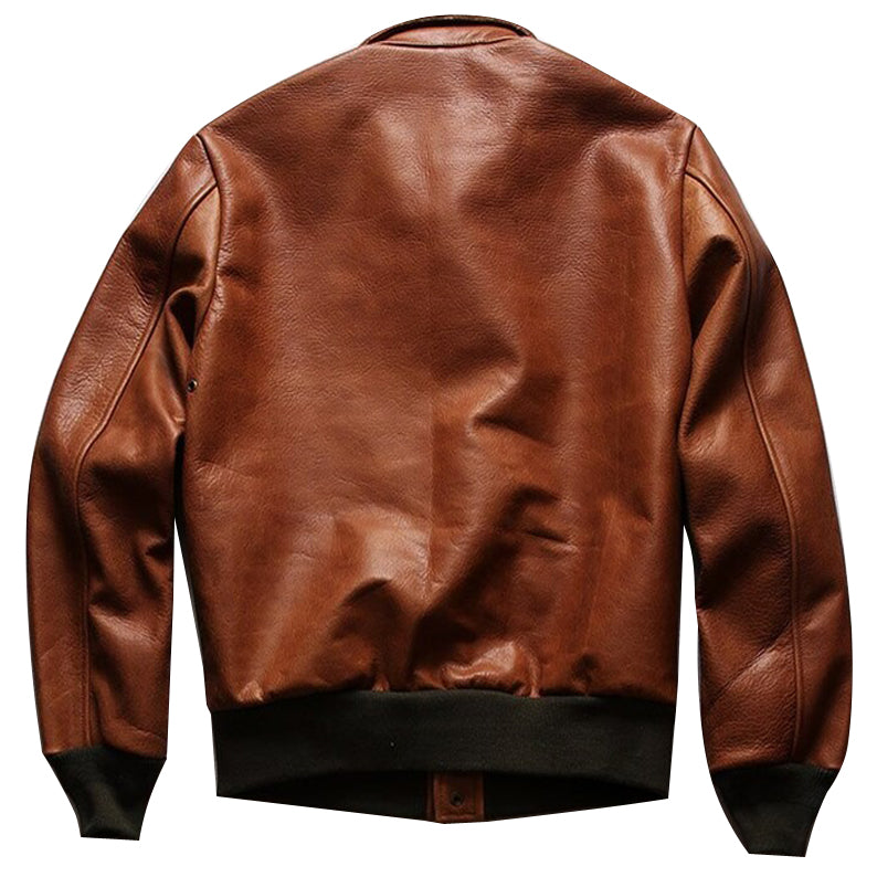 Mens WWII U.S Air Force A2 Leather Flight Bomber Jacket