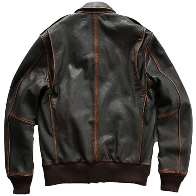 Men Distressed Brown A2 Bomber Aviator Military Pilot Flight Leather Jacket