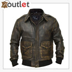 A2 Aviator Distressed Cowhide Leather Bomber Aviator Flight Jacket