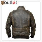 A2 Aviator Distressed Cowhide Leather Bomber Aviator Flight Jacket