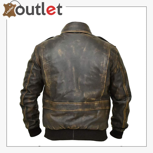 A2 Aviator Distressed Cowhide Leather Bomber Aviator Flight Jacket