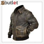 A2 Aviator Distressed Cowhide Leather Bomber Aviator Flight Jacket