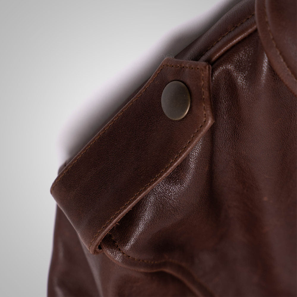 Men's Burgundy Real Leather A2 Bomber Jacket