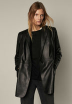 Women’s Classic Black Leather Coat