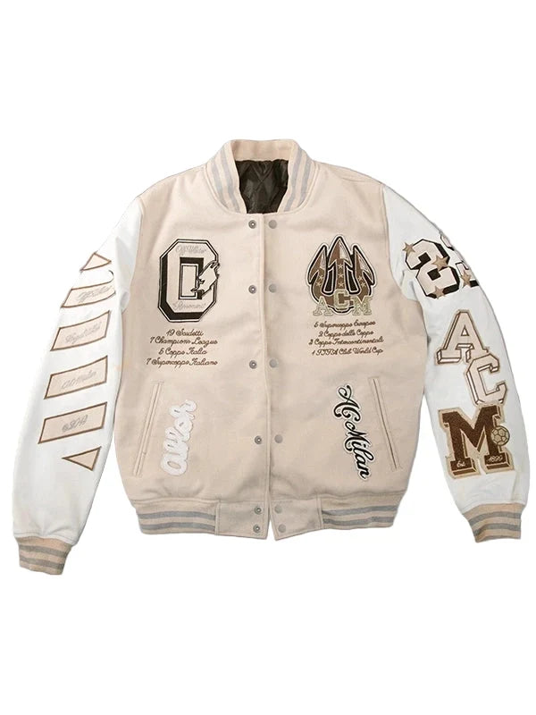 AC Milan Off White Varsity Jacket