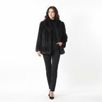 Black Ranch Mink Fur Wing Collar Jacket