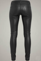 Women's Black Slim Fit Leather Moto Pants