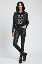 Women's Black Slim Fit Leather Moto Pants