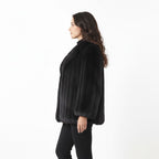 Black Ranch Mink Fur Wing Collar Jacket