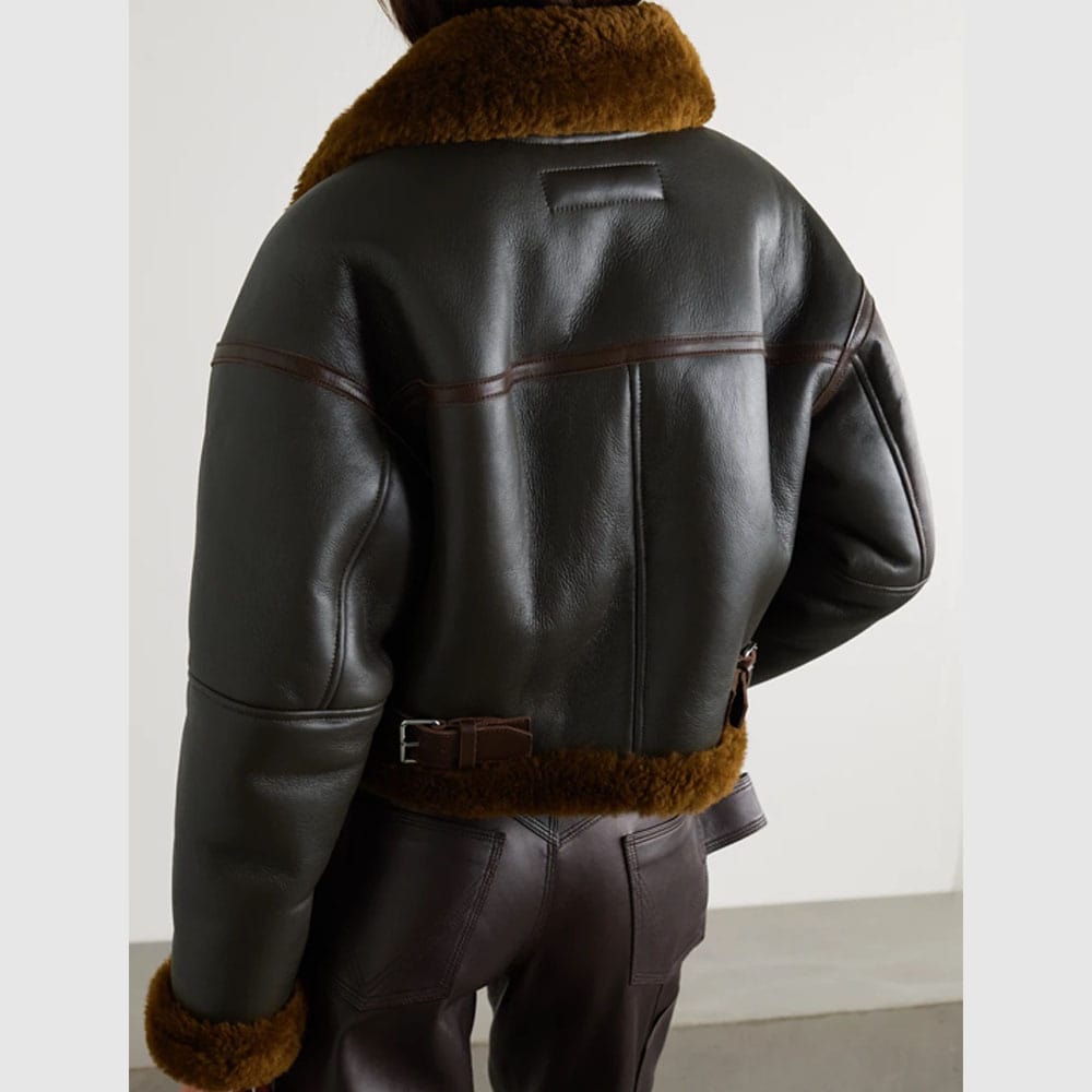 Acne Studios Shearling-trimmed textured-leather jacket
