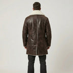 Men’s Sherpa Lined Lambskin Leather Coat – Swedish Shearling Bomber Style