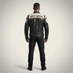 Men’s Classic Leather Biker Jacket – Harley Style Rider Edition