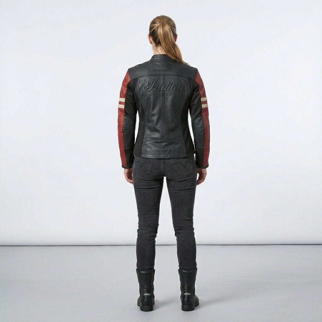 Women’s Racer Leather Motorcycle Jacket – Indian Style Heritage Edition