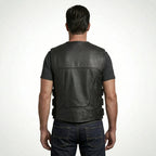 TXR Shooter Men’s Leather Motorcycle Vest – Classic Biker Edition