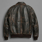 Men’s Brown A2 Aviator Leather Bomber Jacket – Military Pilot Flight Coat
