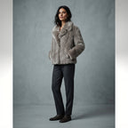 Women's Grey Shearling Jacket