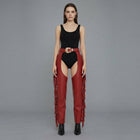 Women Black and RED  Leather Chaps