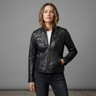 Women's Black Cafe Racer Leather Jacket