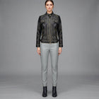 Women's Black Rub-off Cafe Racer Leather Jacket