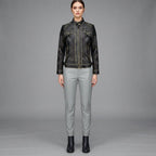 Women's Black Rub-off Cafe Racer Leather Jacket