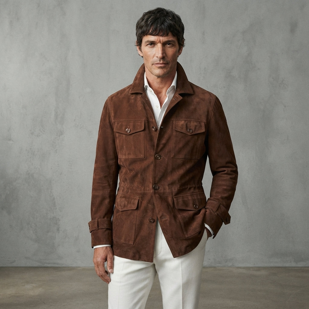 Men's Tan Brown Leather Field Jacket - Leather Outlet