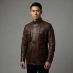 Men's Black Handmade Leather Jacket - Leather Outlet