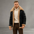 Men's Faux Fur Leather Jacket - Leather Outlet