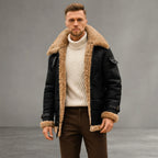 Men's Faux Fur Leather Jacket - Leather Outlet