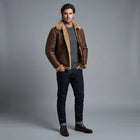 Men's B3 Brown Shearling Leather Jacket - Leather Outlet