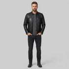 Men's Vintage Black Cafe Racer Leather Jacket - Leather Outlet