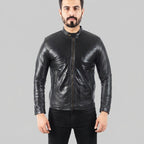 Men's Black Biker Leather Jacket - Leather Outlet