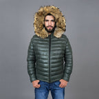 Men's Zinc & Skin Down Leather Jacket - Leather Outlet