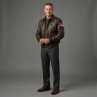 Men's Military Leather Bomber Jacket - Leather Outlet
