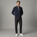 Men's Dark Blue Suede Bomber Jacket - Leather Outlet