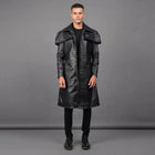 Men's Black Leather Duster Coat Long - Leather Outlet
